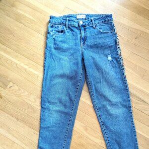 Distressed Knox Rose Jeans w/Embroidery - SZ 6